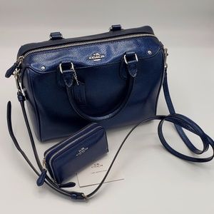 SOLD - Coach Metallic Midnight Blue Handbag w/card case - SOLD